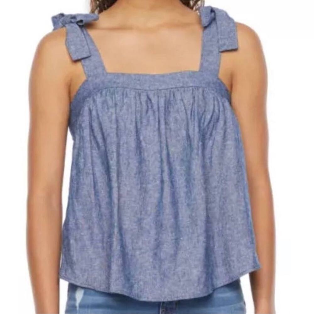 a.n.a Blue Tie-Shoulder Chambray Camisole